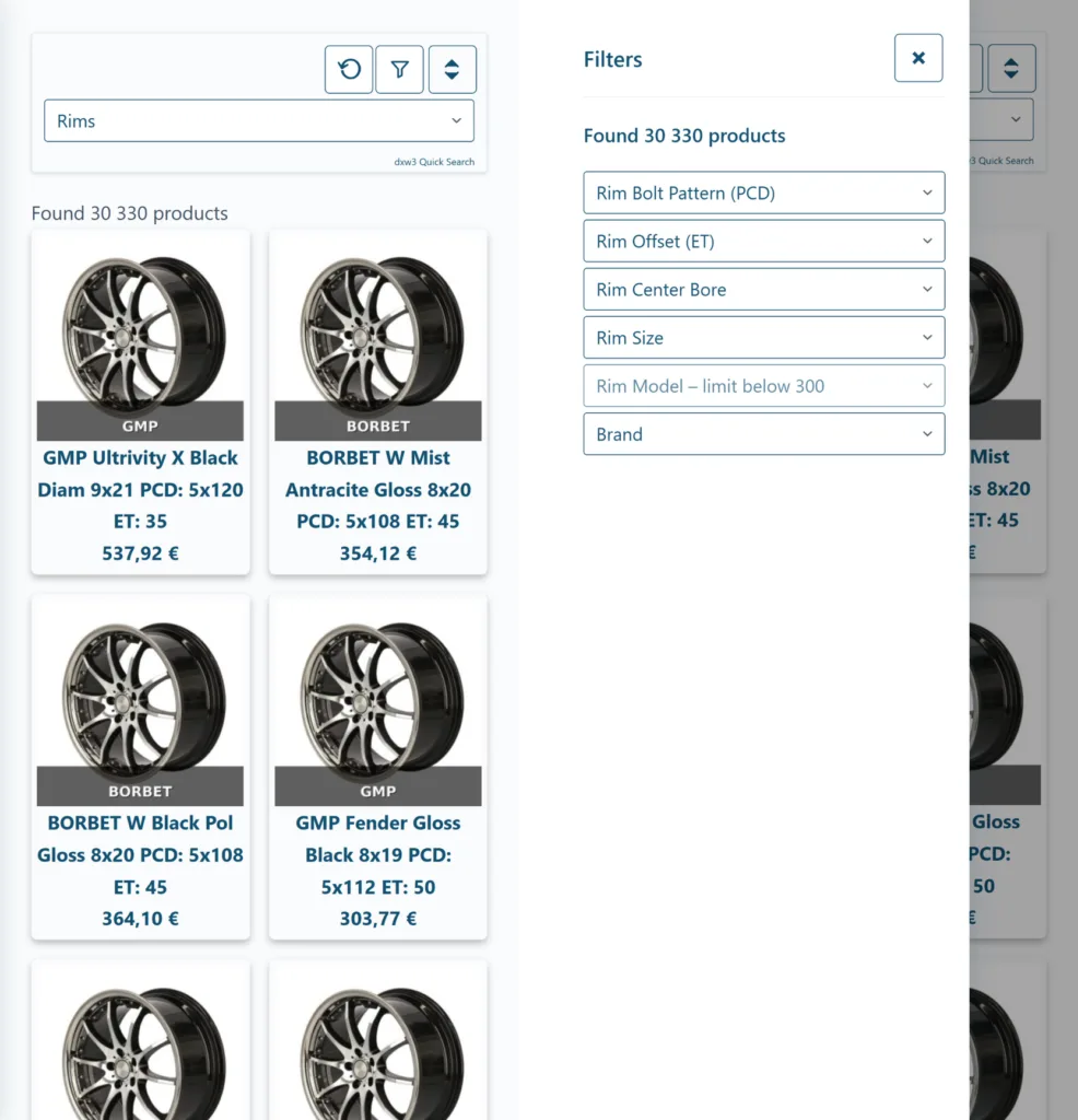 Mobile WooCommerce product filtering with Quick Search Pro
