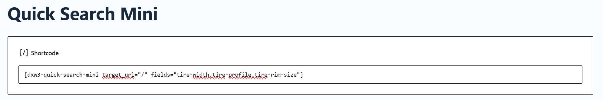 Quick Search Pro mini shortcode
