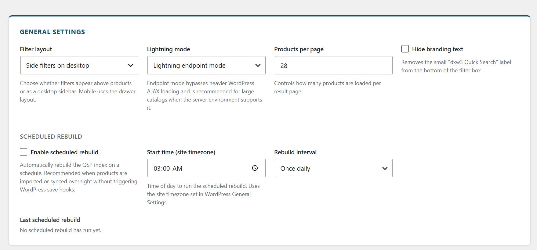 Quick Search Pro general settings