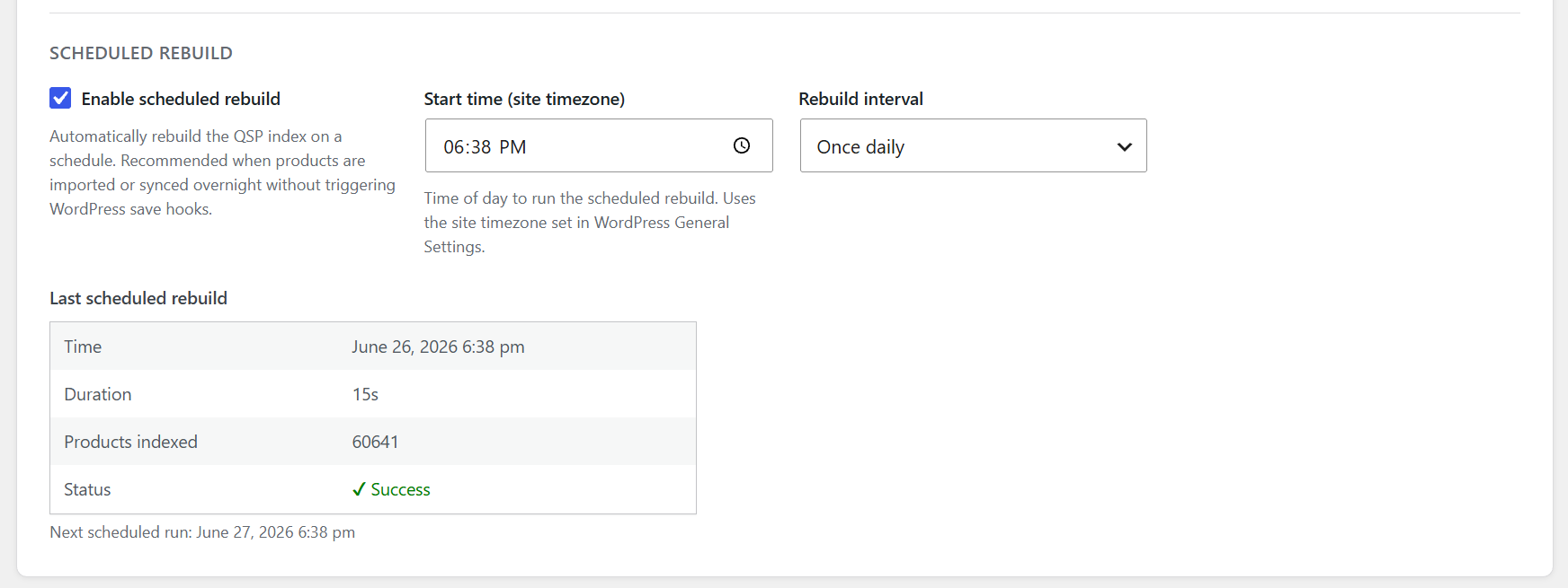 Quick Search Pro scheduling